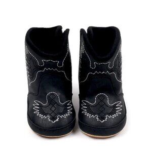Baby Boots- Black Faux Leather